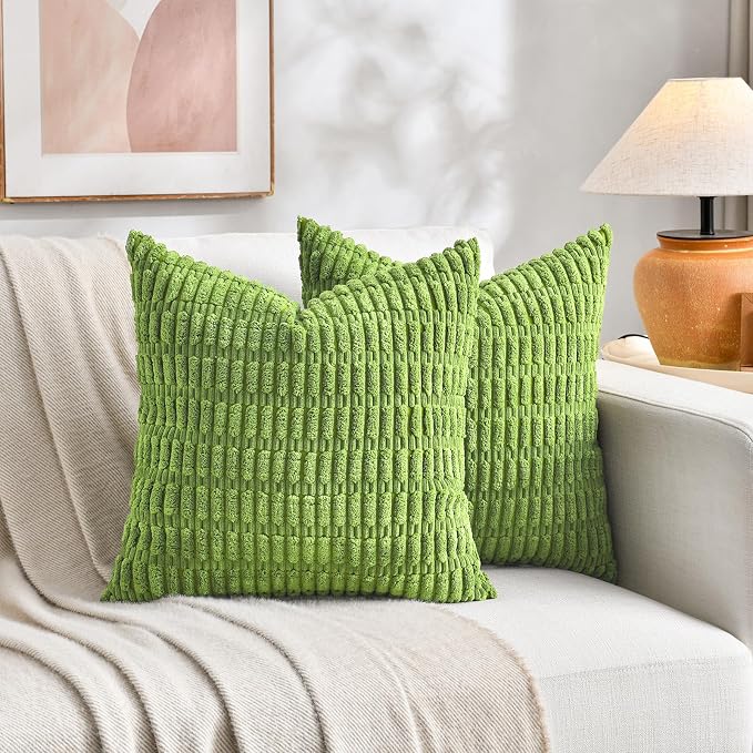 Fancy Homi 4 Packs Decorative Throw Pillow Covers for Living Room Couch Bed, Modern Farmhouse Boho Home Décor Accent Cushion Case, 24" x 24", Lime Green