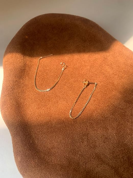 Tassel Earrings for Women Gold Plated Silver Chain Earrings Dainty Minimalist Dangle Drop Studs