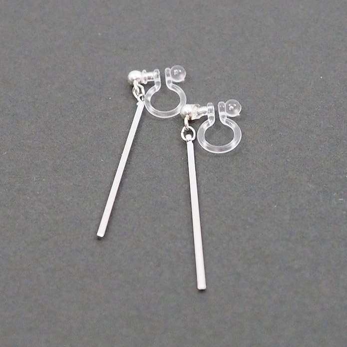 Comfortable Stick Invisible Clip On Earrings Gold Dangle Long Waved Threader Bar Clip-On Non Pierced Earrings Silver For Women,…