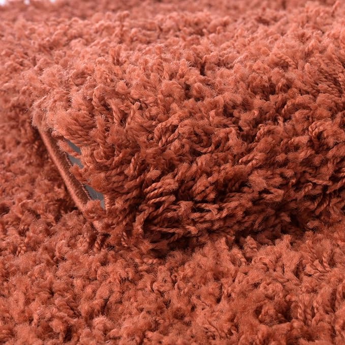 Unique Loom Solid Shag Collection Area Rug (4' 1" Octagon, Terracotta)