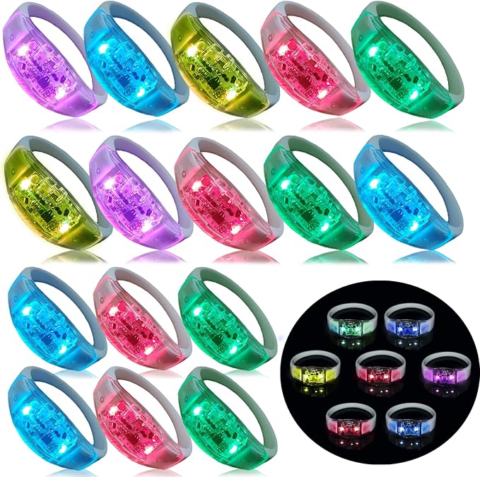 50 Pcs LED Glow Bracelets Sound Activated LED Bracelets, Light Up Bracelet Music Control 6 Color Changeable,Party Favors for Rave, Concerts,Wedding,Birthday,Carnival,Valentine's Day