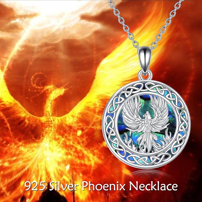 LUHE Sterling Silver Dragon/Wolf/Phoenix/Hummingbird/Horse/Unicorn Religious Pendant Necklace for Women Oxidized vintage Celtics Necklace Jewelry Christmas Gifts
