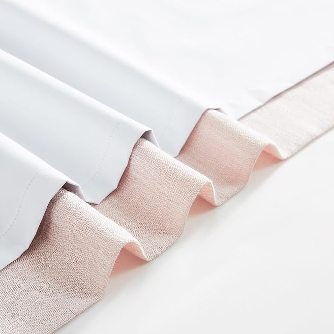 WEST LAKE 108 Inches Long Pink Bailey Pinch Pleated Blackout Curtains | Modern Textured Panels with Liners,Farmhouse Window Treatment for Bedroom,Living Room,Girls Room,Back Tabs,40"Wx108"Lx2