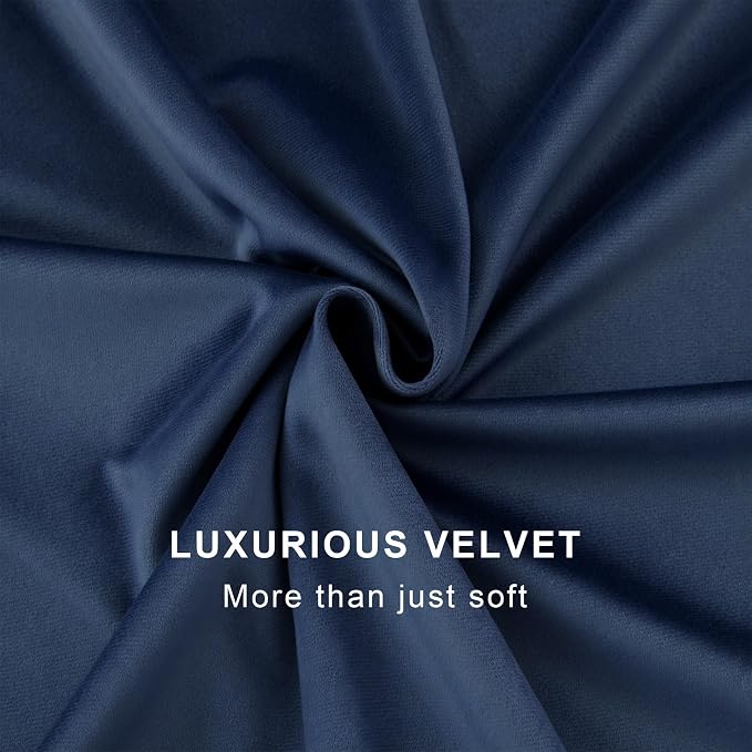 Navy Blue Velvet Curtains 102 Inches Long 2 Panel Soft Luxury Nautical Modern Farmhouse Dark Blue Curtain for Bedroom Dining Living Room Divider Drapes Sun Heat Light Blocking Ceiling to Floor Length
