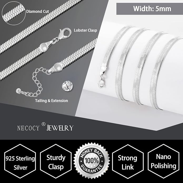 NECOCY 14K Gold Plated Necklaces for Women, Dainty Gold Herringbone Choker Necklace Thin Layered Snake Chain Jewelry for Gifts