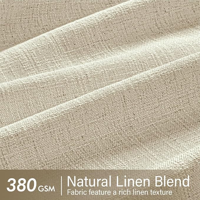 MIULEE Pinch Pleated Thick Linen Curtains 102 Inches Long 2 Panels for Living Room Bedroom, Beige Linen Textured Drapes Pleat Back Tab Memory Trained Light Filtering Curtains with Hooks