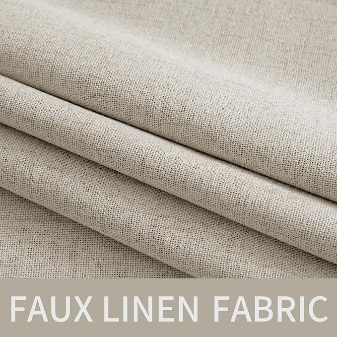 MIULEE Linen Curtains for Bedroom 100% Blackout Thermal Insulated Cobblestone Grommet Room Darkening Curtains & Drapes for Living Room 52 x 63 Inch (2 Panels)
