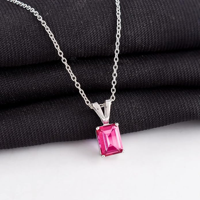Natural Gemstone Pendant Necklace for Women, Healing Stone Chakra Crystal Birthstone 925 Sterling Silver Chain 18 Inch Birthday Christmas Gifts