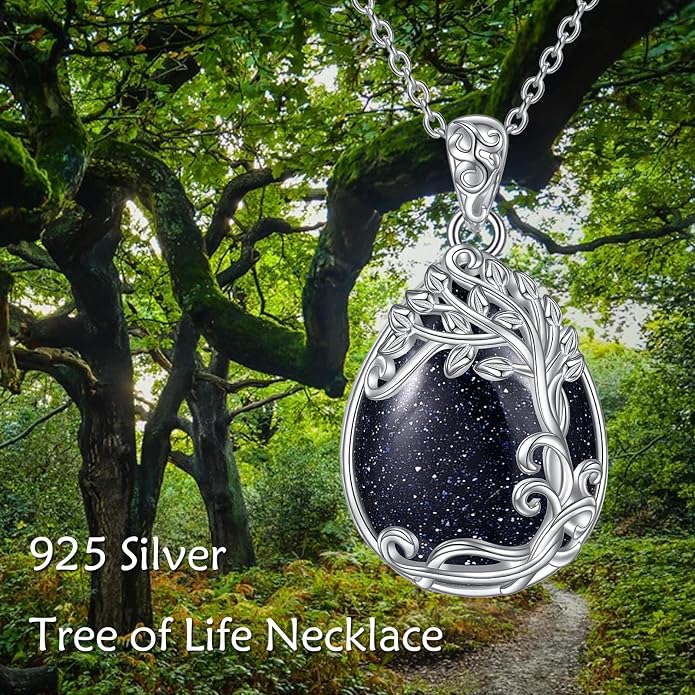 YAFEINI 925 Sterling Silver Moonstone Necklace Filigree Teardrop Pendant Necklace Jewelry for Women Girls