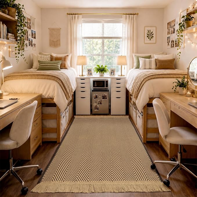 5x7 Washable Boho Area Rug with Tassels for Living Room Beige Coffee | Vacuum Friendly, Machine Washable, Non-Slip Rug, Modern Farmhouse Neutral Decor Carpet, Bedroom Dining Room Office Kitchen