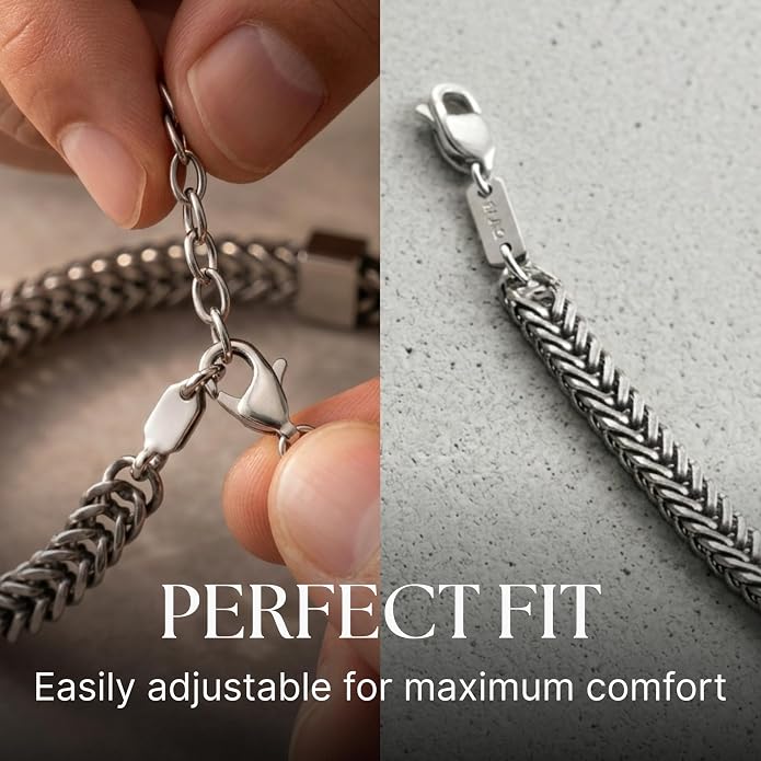 Galis Chain Bracelets For Men - Premium Stainless Steel, Silver, Gold Plated Non Tarnish - Mens Jewelry, Fathers Day Gift