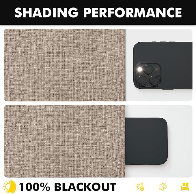 MIULEE 100% Blackout Linen Curtains 42 x 84 Inch Copper Brown 2 Panels | Thermal Insulated, Room Darkening Drapes for Bedroom Living Room, Back Tab Rod Pocket Pinch Pleated, Solid Luxury Decor