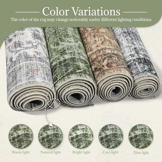 Washable Rugs for Living Room: 8x10 Area Rugs for Bedroom Ultra Soft Non-Slip Stain Resistant Vintage Boho Large Carpet for High-Traffic Dining Room - Farmhouse Decor