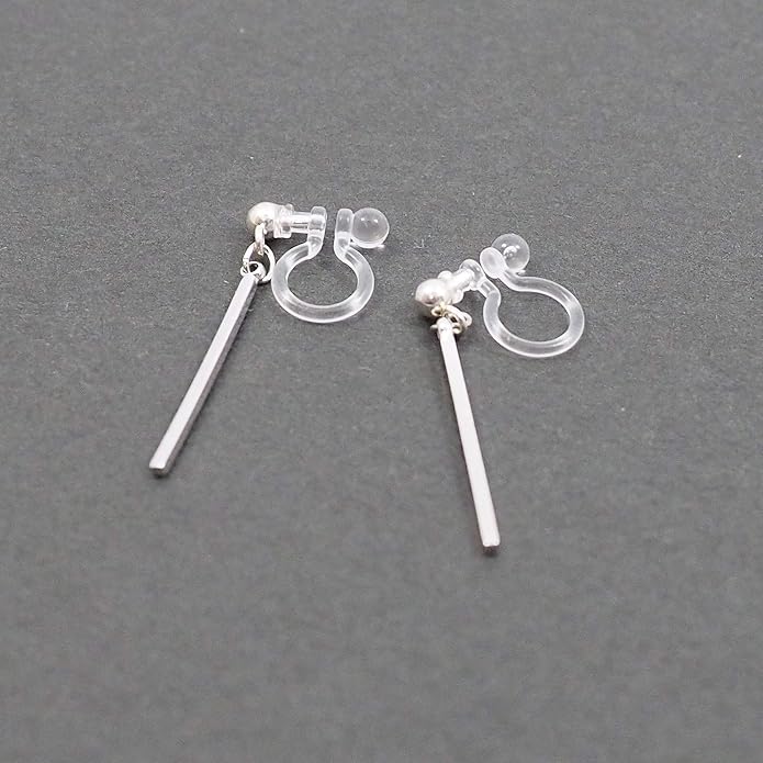 Comfortable Stick Invisible Clip On Earrings Gold Dangle Long Waved Threader Bar Clip-On Non Pierced Earrings Silver For Women,…