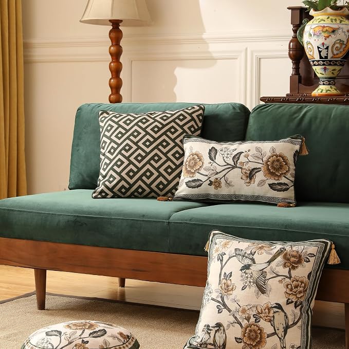 ISAENNE Vintage Linen Square Throw Pillow Cover,Set of 2,18"x18"-Murad B | Designer French Pillow Cover,Concealed Zipper Design,Sofa,Bedroom,Living Room,Lounge Chairs,All Season Home Decor