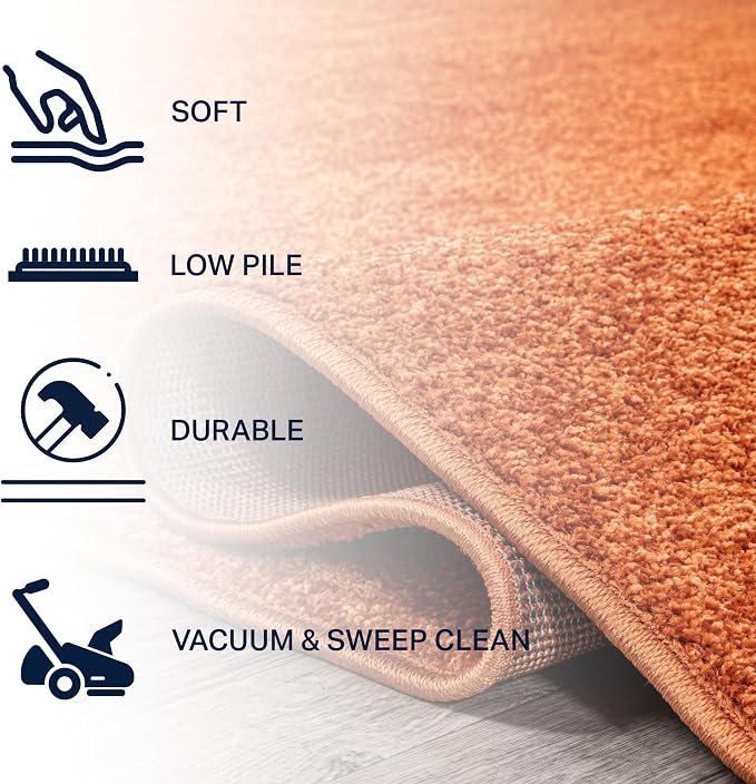 JONATHAN Y Haze Solid Low-Pile Orange 6x6 Square Indoor Area Rug, Coastal,Bohemian,Minimalist,Classic, Easy-Cleaning for Living Room,Bedroom,Kitchen,Pet Friendly,Non-Shedding (SEU100M-6SQ)