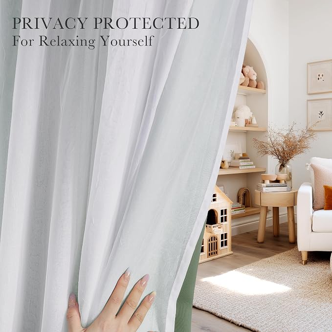 PONY DANCE Room Darkening Curtains with Sheer Overlay, Double Layer Drapes for Living Room, Grommet Thermal Insulated Curtains for Bedroom, 2 Panels Each 52 x 84 Inch, Sage Green