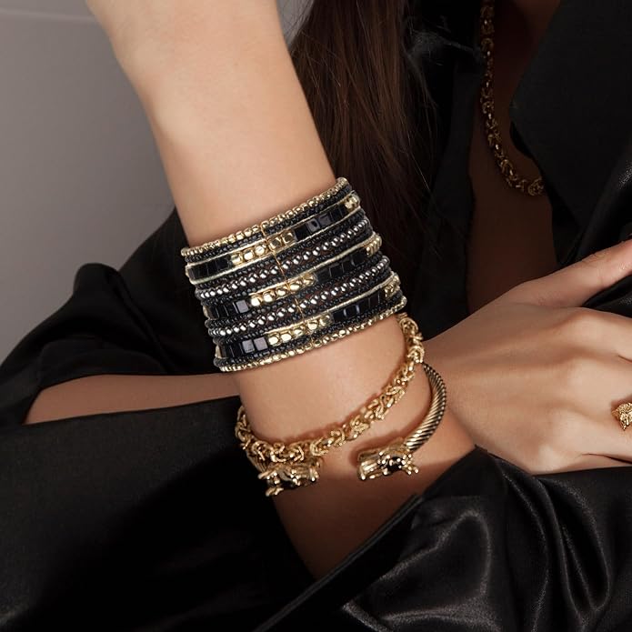 SPUNKYsoul Cuff Bracelets for Women Collection - Adjustable, Stylish Boho Inspired Beaded Bracelets, Trendy Stackable Beads, Ideal for Everyday Wear & Special Occasions