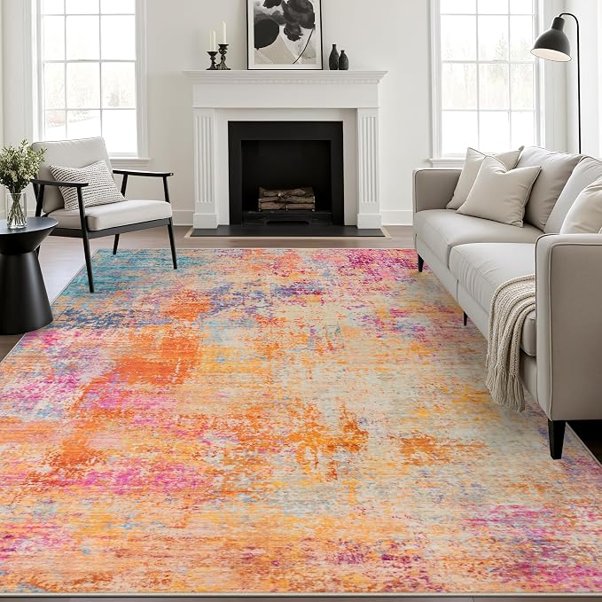 5x7 Area Rug Living Room Rug: Washable Modern Abstract Soft Thin Rug Indoor Floor No Slip Carpet for Bedroom Dining Room Farmhouse Nursery Home Office - Galaxy Haze