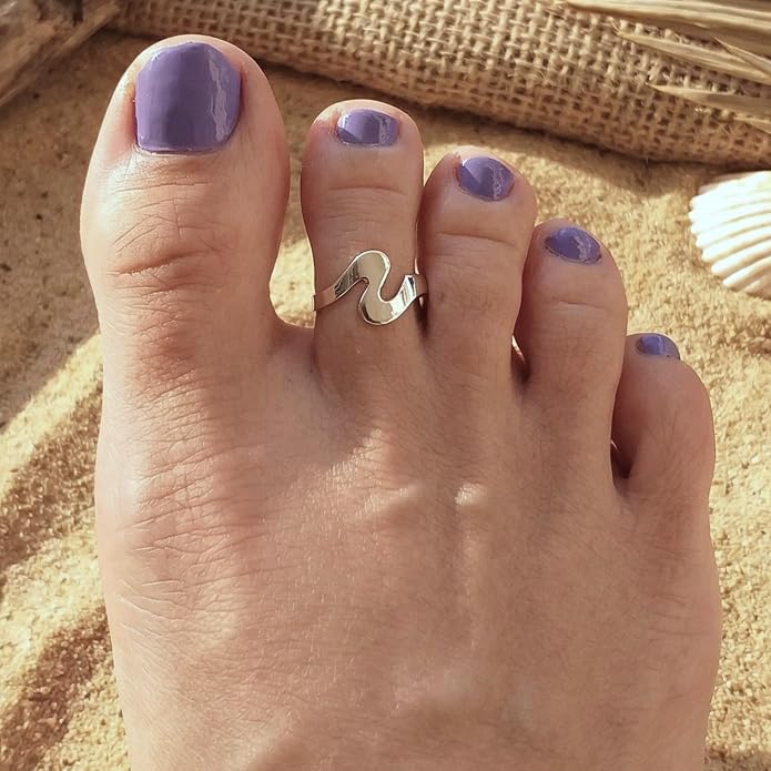 Sterling Silver Toe Ring, Handmade Adjustable Open Band, Minimalist Dainty Summer Beach Foot Jewelry for Women, Can Be Worn as Knuckle or Pinky Ring