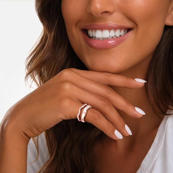 Gold Rings for Women Men Non Tarnish, Waterproof Chunky 14K Gold Plated Dainty Stackable Rings Trendy Statement Pinky Thumb Rings Engagement Eternity Wedding Band Ring Stacking Gold Jewelry Size 3 4 5 6 7 8 9 10 11