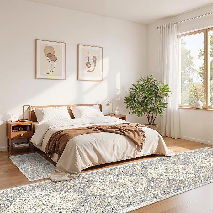zesthome Long Rugs Runner - Washable Runner Rugs for Hallway 2x10, Ultra-Thin Soft Kitchen Carpet Runner, Anti Slip Backing Runner Rugs for Entrance, Bedroom, Living Room (Beige,2'x10')