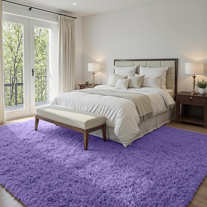 5x7 Area Rugs for Living Room Rug: Soft Fluffy Shag Purple Rugs for Bedroom, Non-Slip Large Fuzzy Plush Rug Indoor Floor Carpet for Nursery Kids Boys Girls Room, Dorms, Playroom, Modern Home Decor
