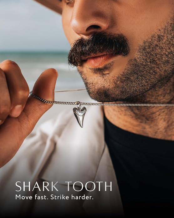 RTZN® Pendant Necklace for Men – Premium Stainless Steel Silver Pendant Necklace with 22" Chain – Waterproof & Non-Tarnish Small Pendants for Men – Bold Symbols of Strength & Legacy