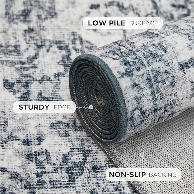 Joydeco 3x5 Area Rugs for Living Room, Light Grey | Non Slip Machine Washable Low Pile for Bedroom Dining Room Home Office Pet & Child Friendly