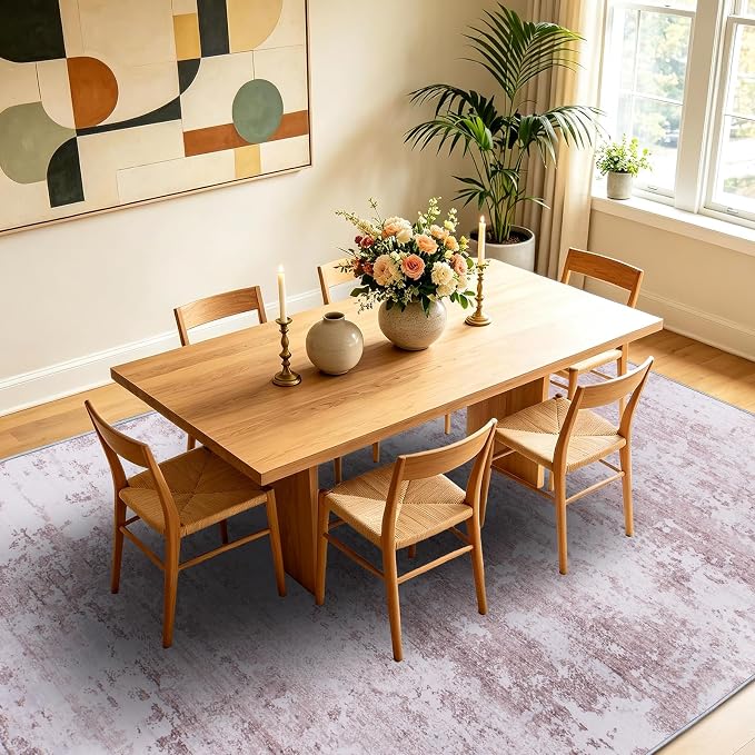 8x10 Area Rugs Living Room Rug Abstract Washable Rug Non-Slip Soft Low Pile Indoor Floor Stain Resistant Thin Carpet for Bedroom Dining Room Home Office Farmhouse Nursery - Navy Blue & Ivory 8' x 10'
