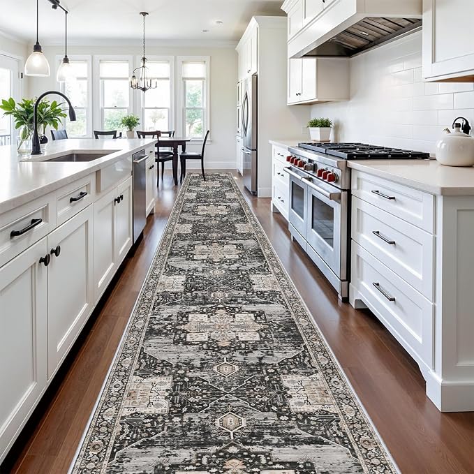 RUUGME Washable Hallway Runner 3x20 - Long Entryway Runner Rugs for Hallway Stain Resistant Carpet for Bedroom Kitchen with Non Slip Backing Home Decor Floor Decoration Mat 3x20 Black