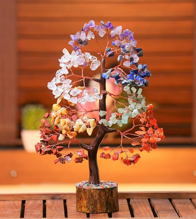 Crocon® 7 Chakhra Crystals Tree, Birthday Gifts for Women & Men, House Decor for Shelf, Healing Crystals, Spiritual Gift Decor, House Warming Gifts New Home, Birthday Gift for Mom Sister