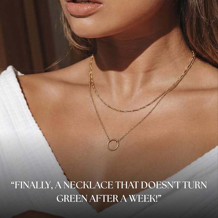 Galis Dainty Necklace - Silver, Gold Plated 18" Choker for Women with Dainty Small Round Faux Diamond Necklace Pendant, Necklaces Women with CZ Solitaire Lobster Clasp, Minimalist Gift