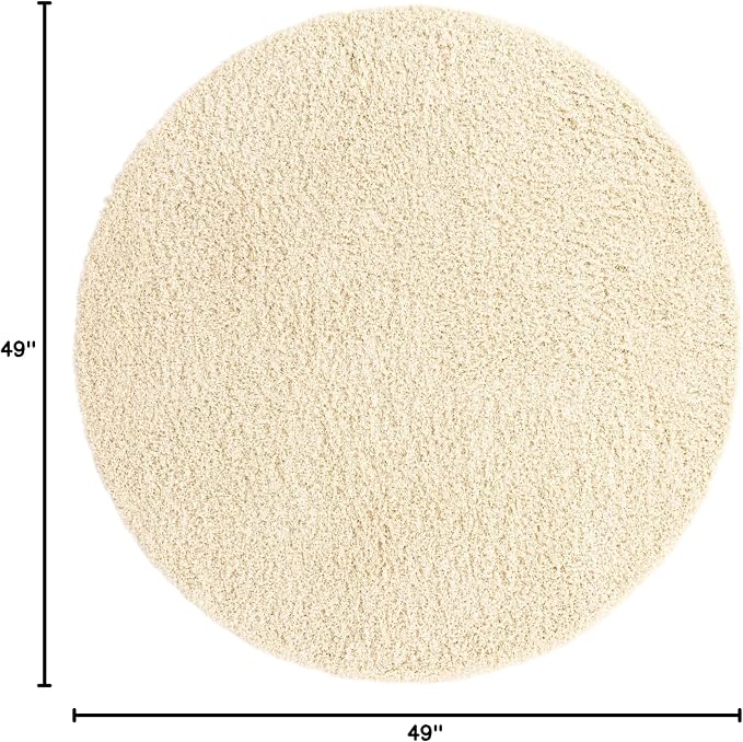 Unique Loom Solid Shag Collection Area Rug (4' 1" Round, Pure Ivory)