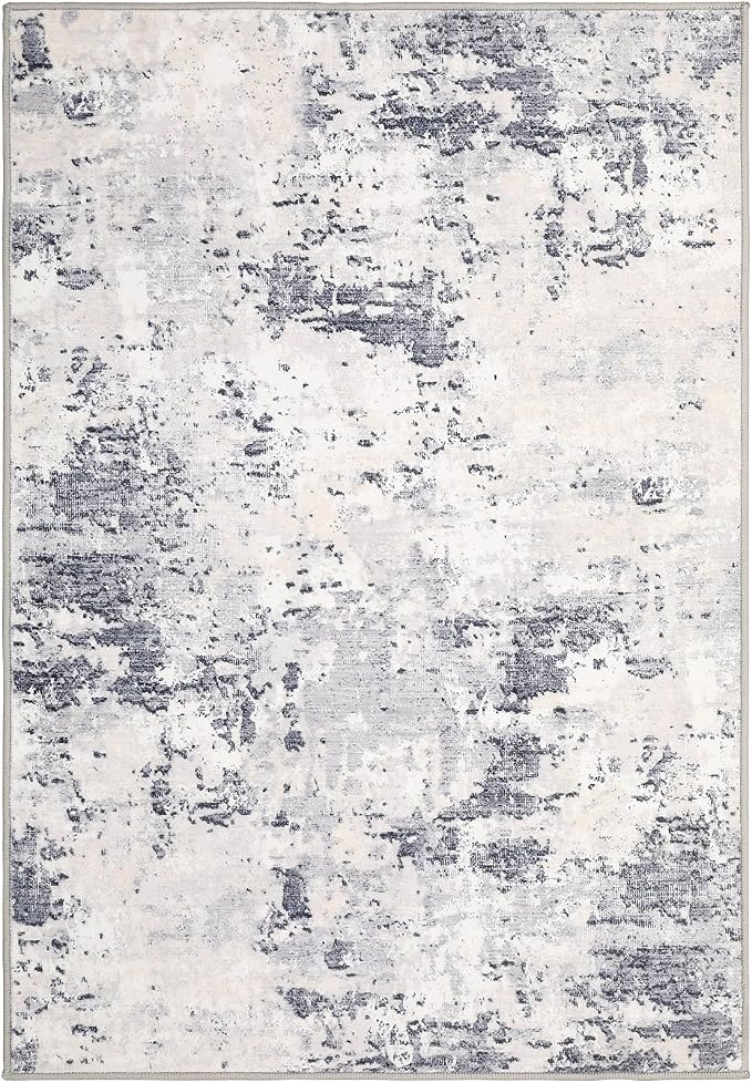 ROYHOME Modern Abstract 2x3 Area Rug Non Slip Non Shedding Low Pile Stain Resistant Rug for Entryway Kitchen Bedroom,Grey Taupe
