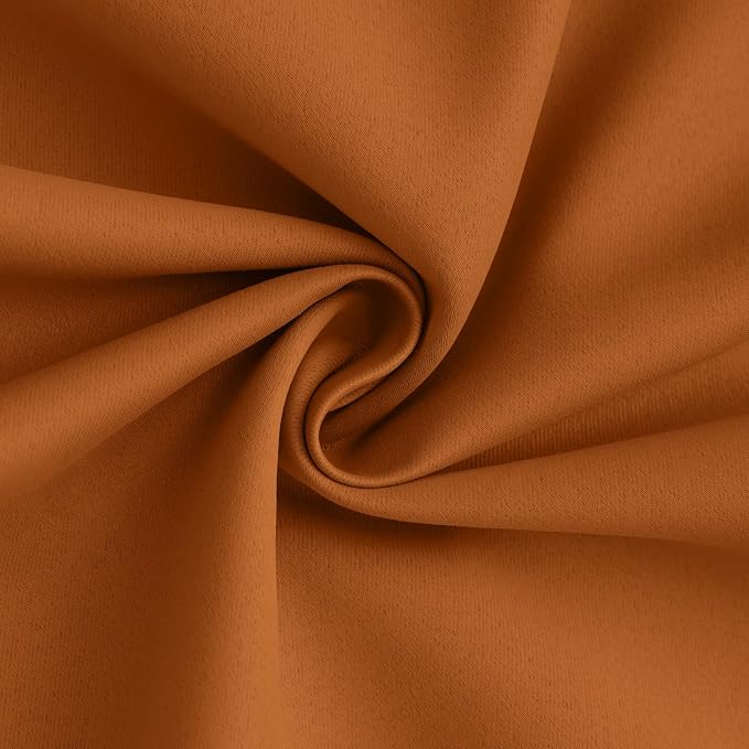 Yakamok Burnt Orange 100% Blackout Curtains 63 Inches Long 50" Wide 2 PCS | Blackout Curtain Panels for Bedroom, 2 Thick Layers Grommet Top Thermal Insulated Drapes with White Back for Living Room