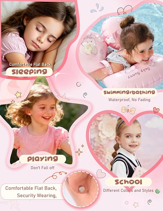 YADOCA 11 Pairs Hypoallergenic Earrings for Girls Women Surgical Steel Flat Back Stud Earrings Dangle Huggie Hoop Cute Heart Butterfly Flower Strawberry Screwback Earring Set Toddler Jewelry Gift