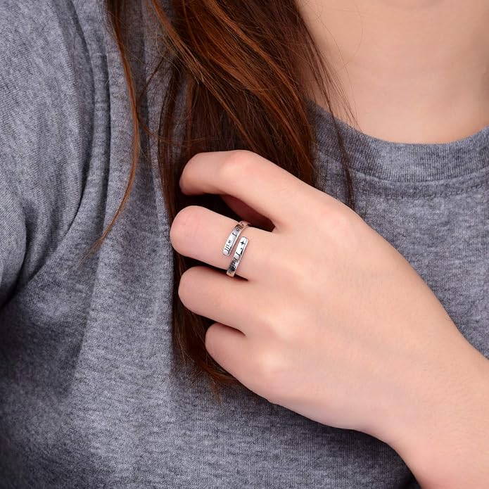 Silver Adjustable Ring Inspirational Jewelry S925 Sterling Wrap Open Ring for Women