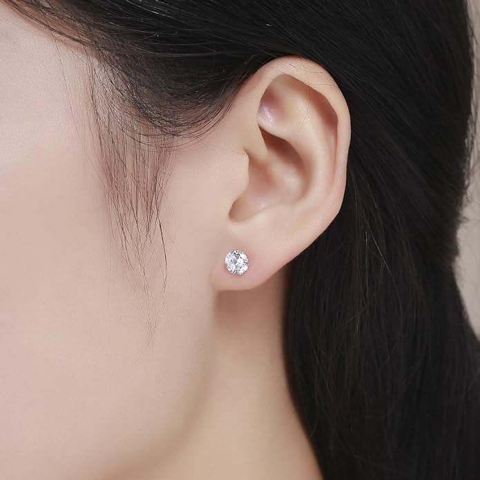 SBLING Platinum Plated Sterling Silver Stud Earrings Made with Austrian Crystals