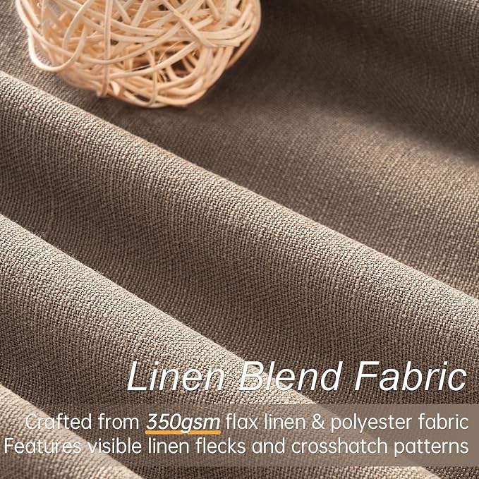 Topfinel 100% Blackout Curtains 84 inch Long 2 Panels for Bedroom Boho Farmhouse Linen Texture Curtain Greige Window Drapes with Back Tab Rod Pocket Light Blocking Thermal Insulated Panel Taupe