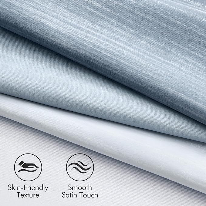 MIULEE Chambray Blue and Greyish White Ombre Blackout Curtains, Full Room Darkening Thermal Insulated 63 Inches Long Drapes for Bedroom/Living Room Grommet Window Treatments Modern 52Wx63L, Set of 2