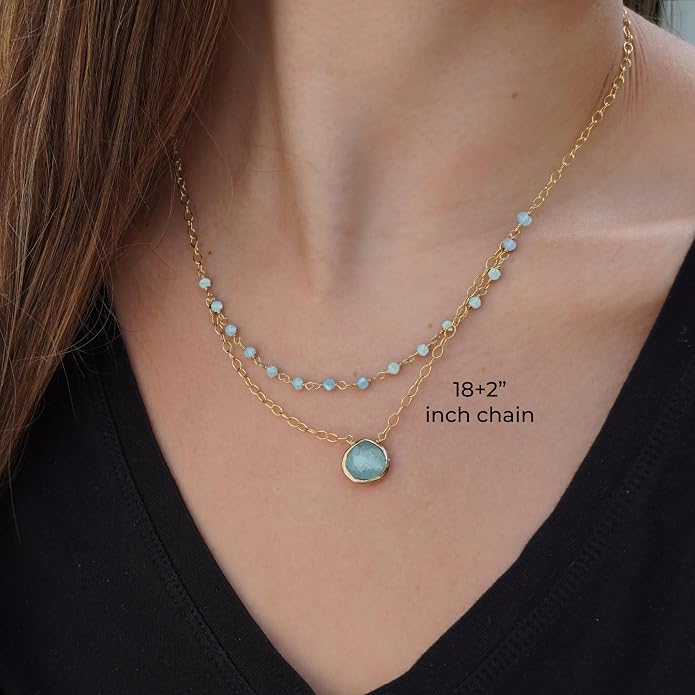 Layering Necklace for Women, Premium Layered Gold Healing Crytsal Necklaces - Tarnish Free 18K Gold Vermeil Certified S925 Classic Stack Necklace Gold Jewelry for Women - Mothers Day Gifts for Mom Wife