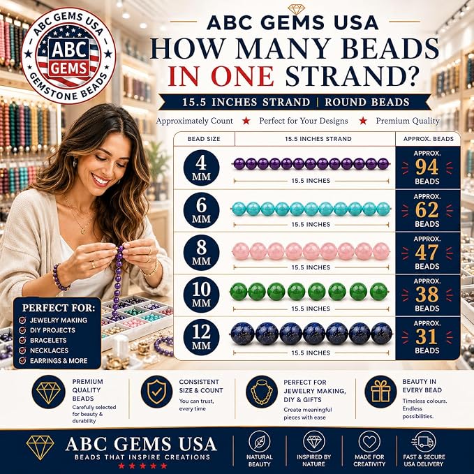 ABCGEMS (UV Glowing Rock - Authentic USA-Sourced) American Smoky Yooperlite Beads from Lake Superior (Flashing Flame Under Ultraviolet) DIY Jewelry Making Smooth Round 12mm