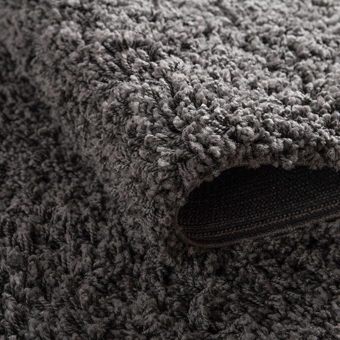 Unique Loom Solid Shag Collection Area Rug (3' 3" x 5' 3" Oval, Graphite Gray)