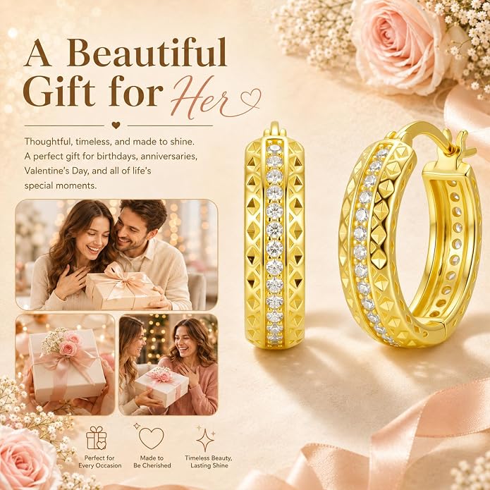 Gold Dainty Hoop Earrings for Women Hypoallergenic Lightweight 14K Gold Huggie Earrings Jewelry Valentines Day Gifts for Wife Girlfriend Her