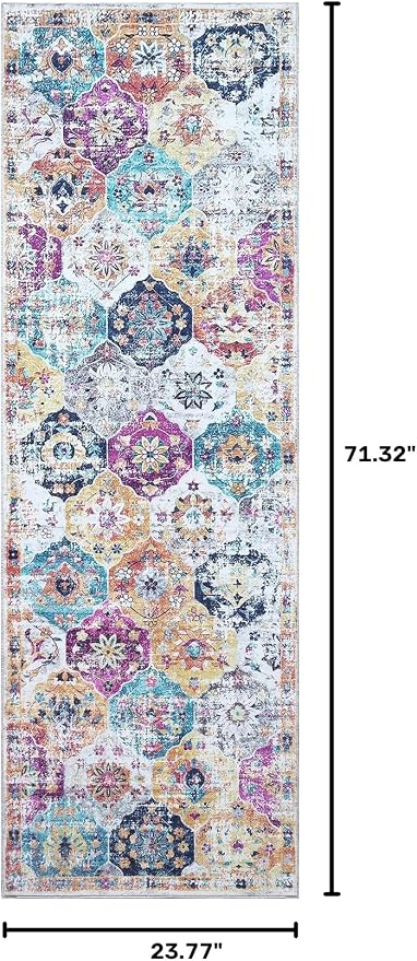 Mandala - Indoor Area Rugs 2x6 Washable, Stain Resistant Machine Washable Rugs for Living Room, Bedroom, and Modern House Décor - Durable Polyester Material, Colorful Patterned - Multicolor