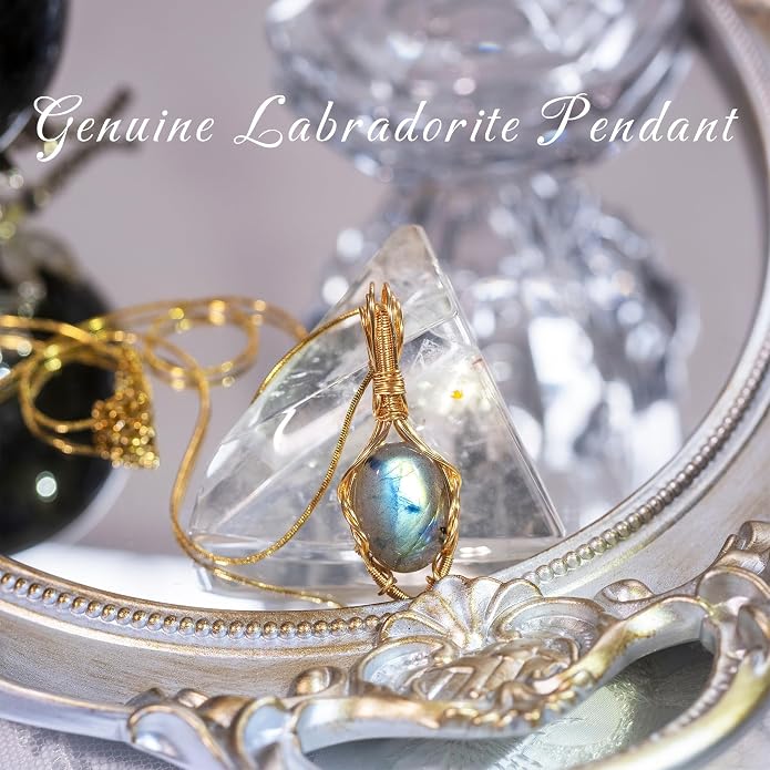 Natural Faceted Labradorite Pendant Necklace – Unique Stone of Magic & Transformation, Iridescent Flash Gemstone Jewelry, Handmade Healing Crystal Gift for Women, Birthday, Anniversary, Spiritual Awakening & Intuition