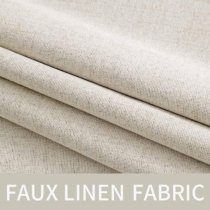 MIULEE Linen Texture Curtains for Bedroom Solid 100% Blackout Thermal Insulated Linen Beige Curtains Grommet Room Darkening Drapes for Living Room 52x96 Inch (2 Panels)