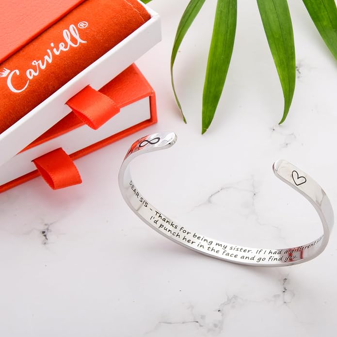 Carviell Bracelet - Gifts for Women – Inspirational, Friendship, Love, Mom, Daughter, Sister, Christian, Graduation, Memorial & Wedding Gifts – 100+ Phrases – Stainless Steel, Gift-Ready