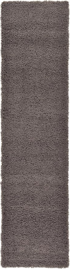 Unique Loom Solid Shag Collection Area Rug (2' 7" x 10' Runner, Graphite Gray)